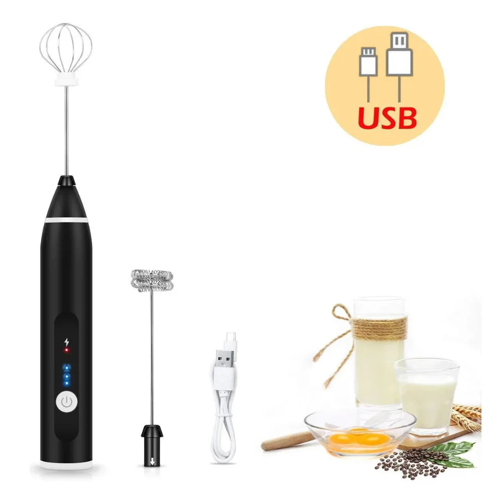 Mini Mixer Portátil Recarregável – Espumador de Leite, Café, Ovos e Drinks