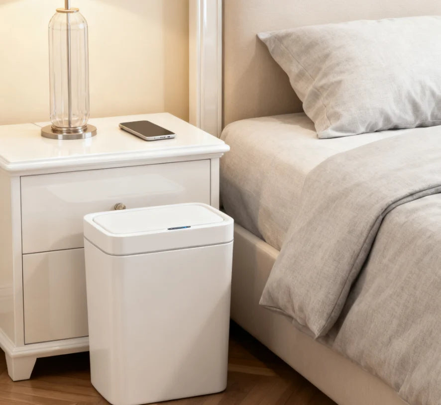 Lixeira Inteligente 15L com Sensor Automático (Branca) – Sensor de Movimento, Ideal para Banheiro/Cozinha