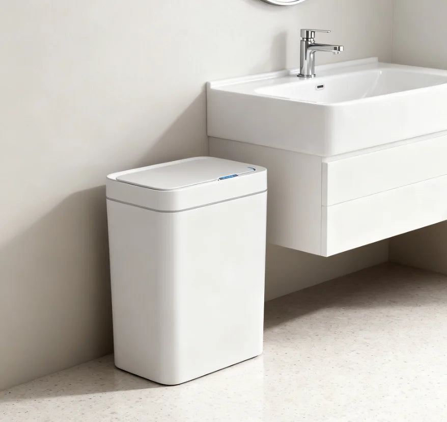 Lixeira Inteligente 15L com Sensor Automático (Branca) – Sensor de Movimento, Ideal para Banheiro/Cozinha